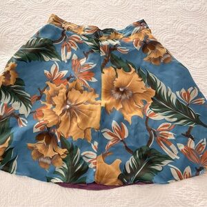 Floral Skater Skirt in Blue and Yellow